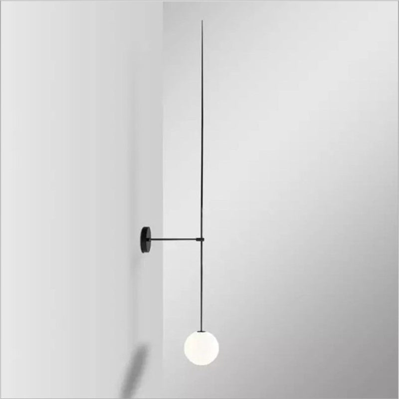 Orb Corridor Wall Light Fixture Milky Glass 1-Light Simple Wall Lamp Sconce with Pencil Arm Clearhalo 'Cast Iron' 'Glass' 'Industrial' 'Modern wall lights' 'Modern' 'Tiffany' 'Traditional wall lights' 'Wall Lamps & Sconces' 'Wall Lights' Lighting' 2038891