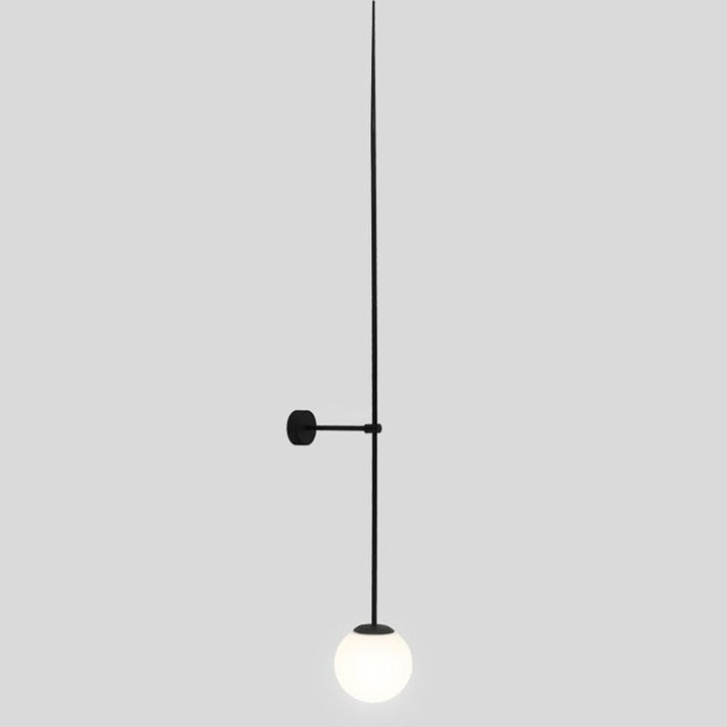 Orb Corridor Wall Light Fixture Milky Glass 1-Light Simple Wall Lamp Sconce with Pencil Arm Clearhalo 'Cast Iron' 'Glass' 'Industrial' 'Modern wall lights' 'Modern' 'Tiffany' 'Traditional wall lights' 'Wall Lamps & Sconces' 'Wall Lights' Lighting' 2038892