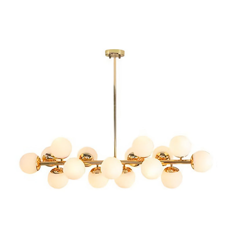 Taavita Cream Glass Ball Dining Room Pendant Light Kit Contemporary Chandelier Lighting Fixture in Gold