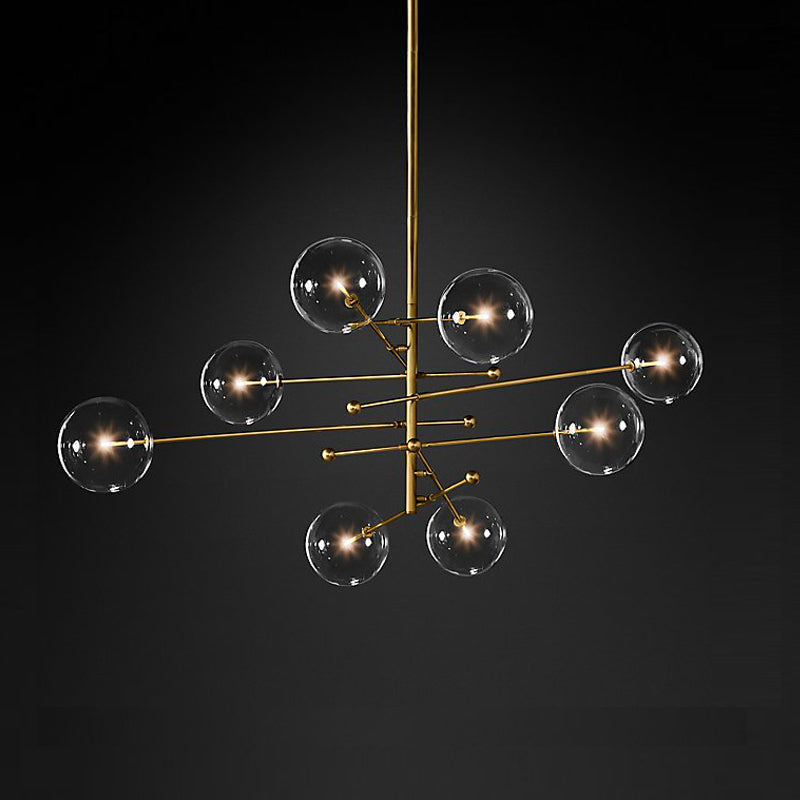 8-Light Dining Room Chandelier Lamp Simplicity Pendant Light with Round Clear Glass Shade by Taavita