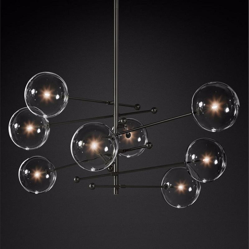 8-Light Dining Room Chandelier Lamp Simplicity Pendant Light with Round Clear Glass Shade by Taavita