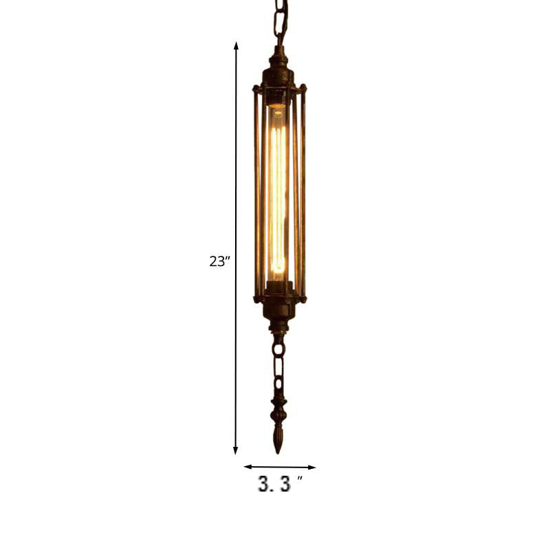 Taavita 1 Light Pendant Lighting with Wire Guard Wrought Iron Farmhouse Style Mini Hanging Fixture in Rust for Restaurants