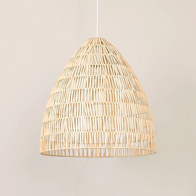 Taavita Shaped Rattan Hanging Ceiling Light Fixture - Single Wood Pendant Lighting