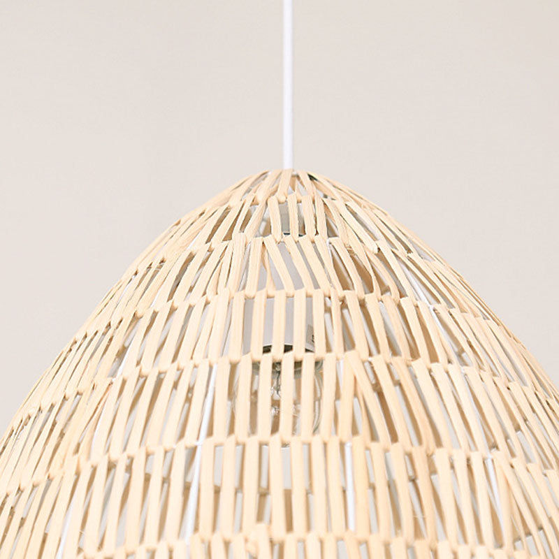 Taavita Shaped Rattan Hanging Ceiling Light Fixture - Single Wood Pendant Lighting