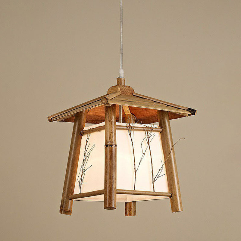 Taavita Bamboo 1-Light Ceiling Lamp Japanese Pendant Light Fixture in Wood