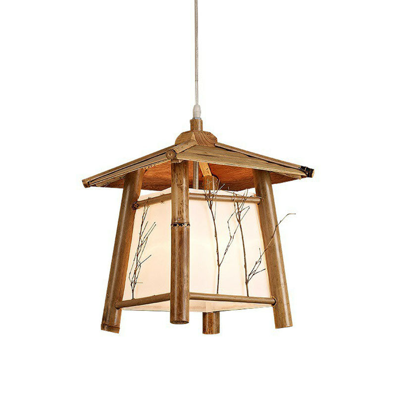 Taavita Bamboo 1-Light Ceiling Lamp Japanese Pendant Light Fixture in Wood