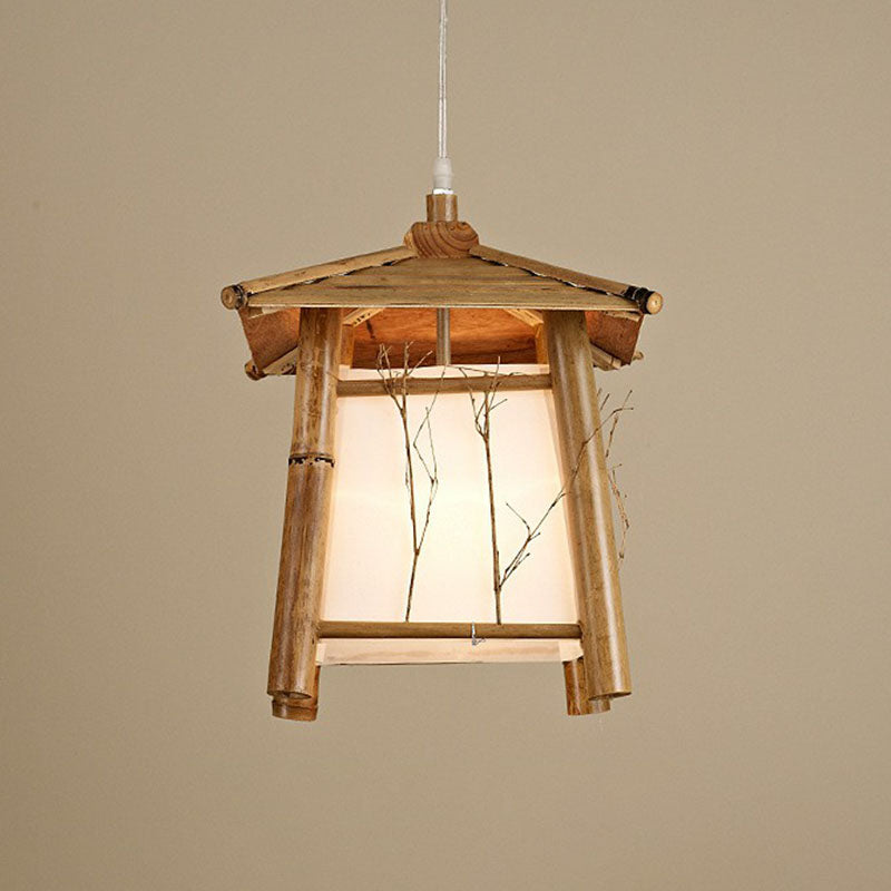 Taavita Bamboo 1-Light Ceiling Lamp Japanese Pendant Light Fixture in Wood