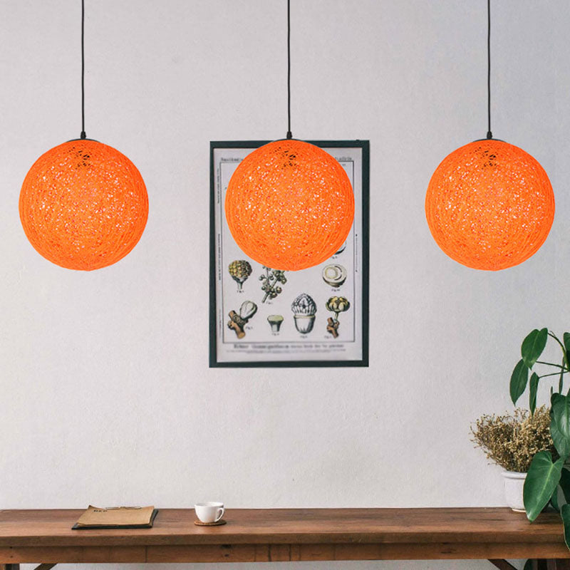 Handwoven Globe Restaurant Pendant Lighting Rattan 1 Bulb Asian Style Hanging Lamp Kit Clearhalo 'Ceiling Lights' 'Pendant Lights' 'Pendants' Lighting' 2044611