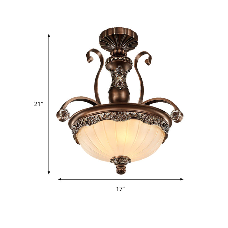 Taavita 3 Light Traditional Bedroom Chandelier Pendant Lighting with Frosted Textured Glass Bowl