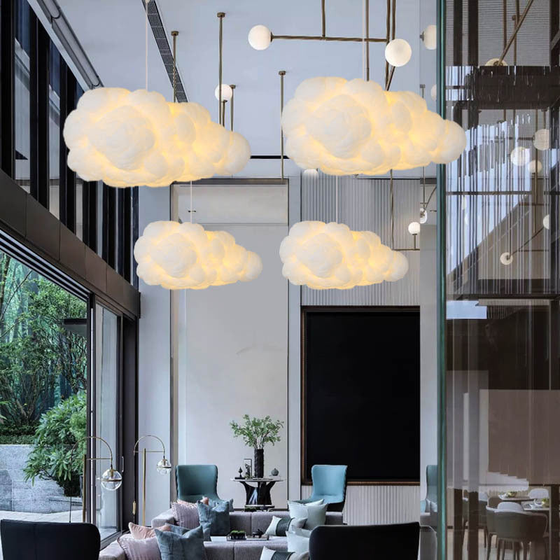 Cloud Plastic Chandelier Pendant Light Modern 2 Heads White Hanging Light for Bedroom White Clearhalo 'Ceiling Lights' 'Chandeliers' Lighting' options 2063872_e9492df0-b958-4dbd-ae90-55e410f2b887