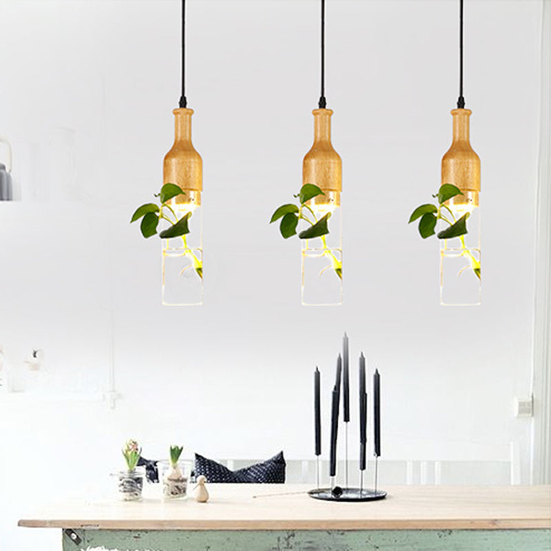 Simplicity Bottle Shaped Planter Ceiling Light Clear Glass Bedroom Hanging Pendant Light 1 Black Round Clearhalo 'Ceiling Lights' 'Glass shade' 'Glass' 'Industrial Pendants' 'Industrial' 'Middle Century Pendants' 'Pendant Lights' 'Pendants' 'Tiffany' Lighting' 2063947