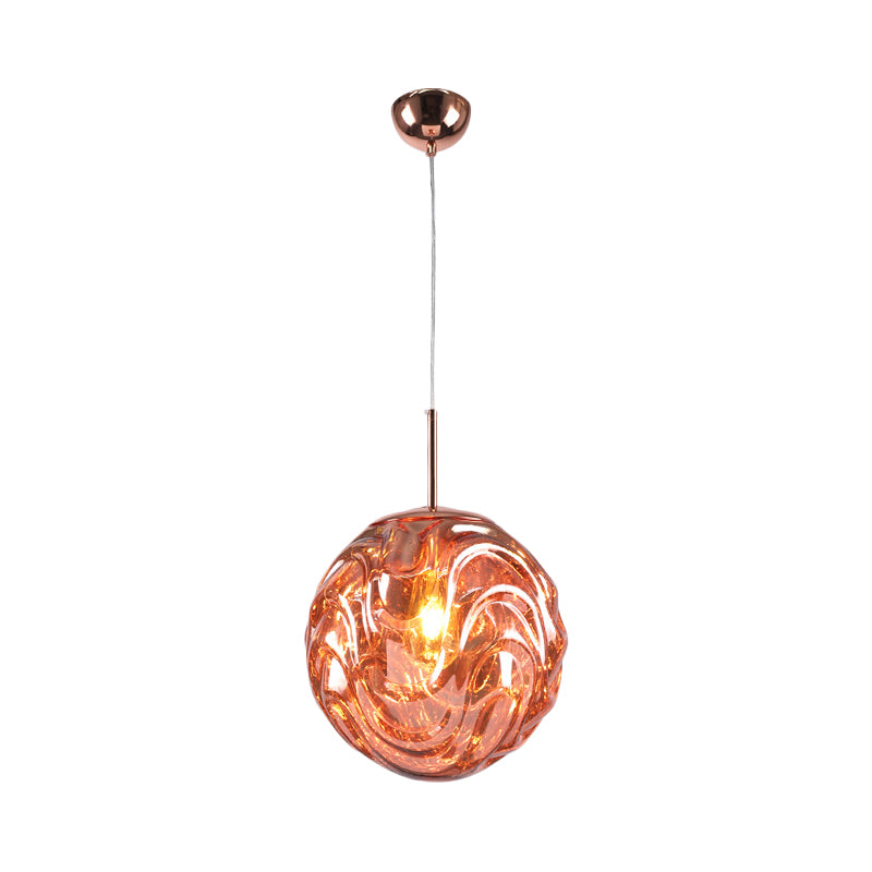 Contemporary 1 Light Pendant Light with Black/Silver/Blue Glass Shade Meringue Hanging Ceiling Light Clearhalo 'Ceiling Lights' 'Modern Pendants' 'Modern' 'Pendant Lights' 'Pendants' Lighting' 207874