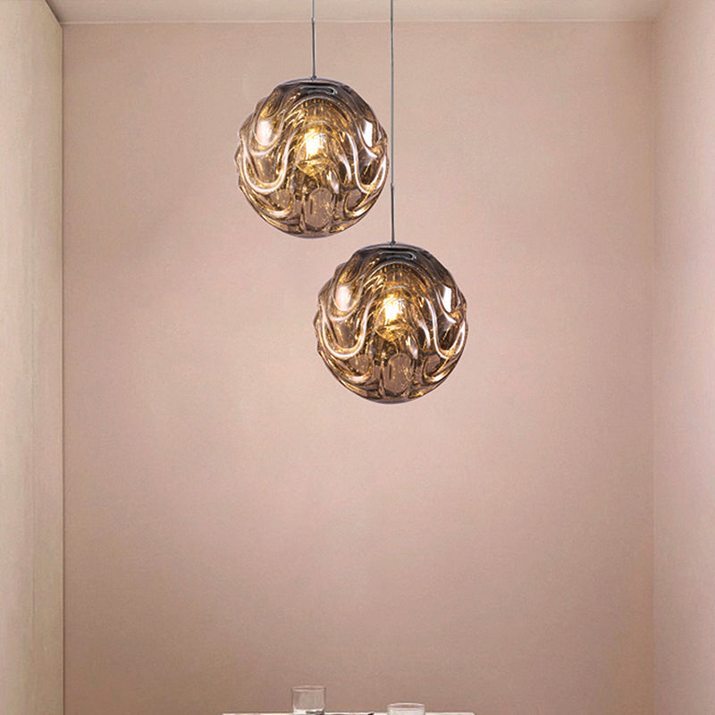 Contemporary 1 Light Pendant Light with Taavita Glass Shade Meringue Hanging Ceiling Light