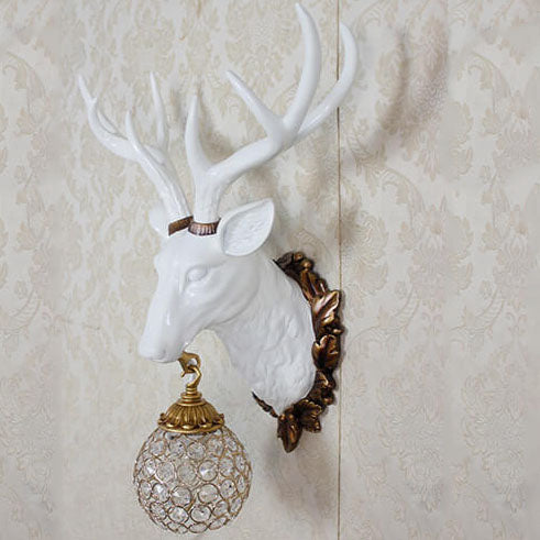 Taavita Retro Deer Head Resin Wall Lamp with 1 Light