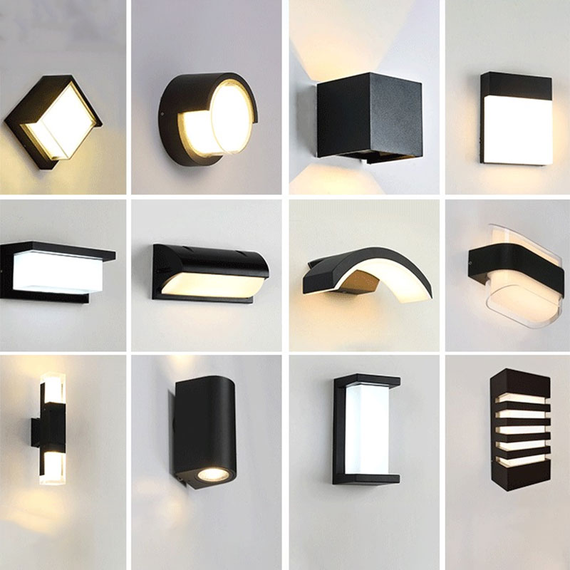 Geometric Acrylic Wall Light Minimalist Black LED - Wall Mount for Outdoor Use