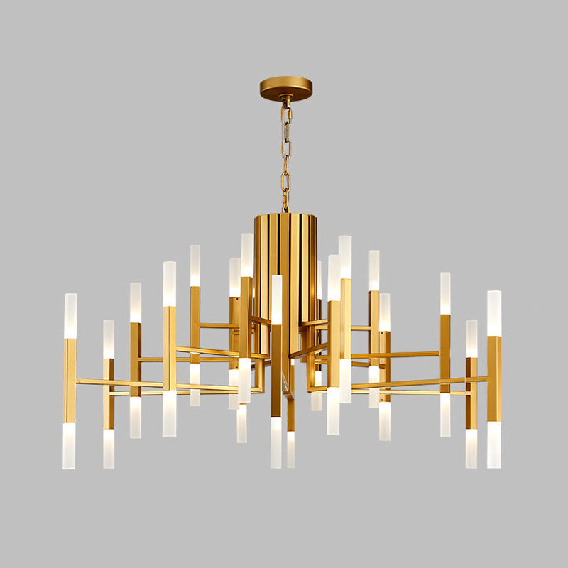 Taavita Staggered LED Chandelier Pendant Light Metallic 36 Lights Living Room Hanging Light