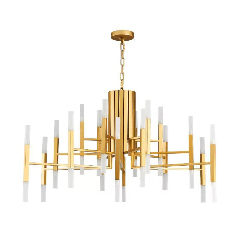 Taavita Staggered LED Chandelier Pendant Light Metallic 36 Lights Living Room Hanging Light