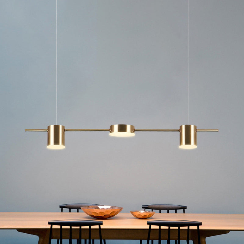 Postmodern Metallic Linear Shaped LED Pendant Light for Dining Room - Hanging Island Light by Taavita