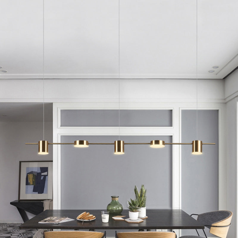 Postmodern Linear Shaped LED Pendant Light Metallic Dining Room Hanging Island Light Clearhalo 'Ceiling Lights' 'Island Lights' Lighting' 2121405