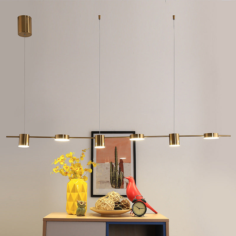 Postmodern Metallic Linear Shaped LED Pendant Light for Dining Room - Hanging Island Light by Taavita