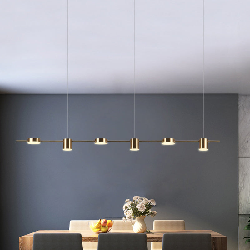 Postmodern Metallic Linear Shaped LED Pendant Light for Dining Room - Hanging Island Light by Taavita