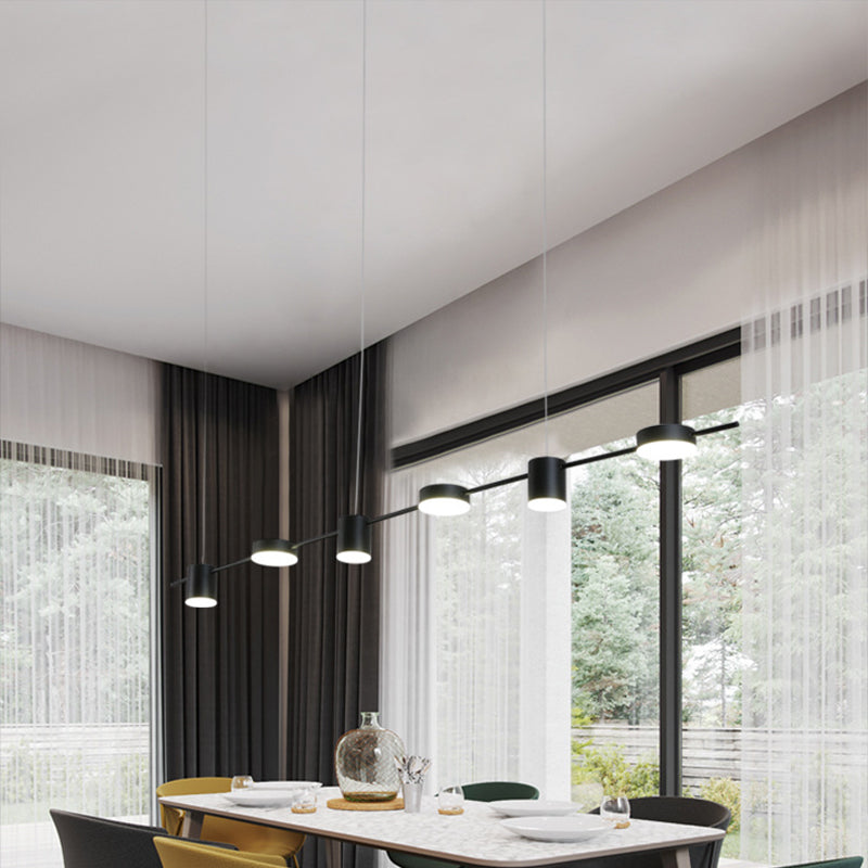 Postmodern Metallic Linear Shaped LED Pendant Light for Dining Room - Hanging Island Light by Taavita