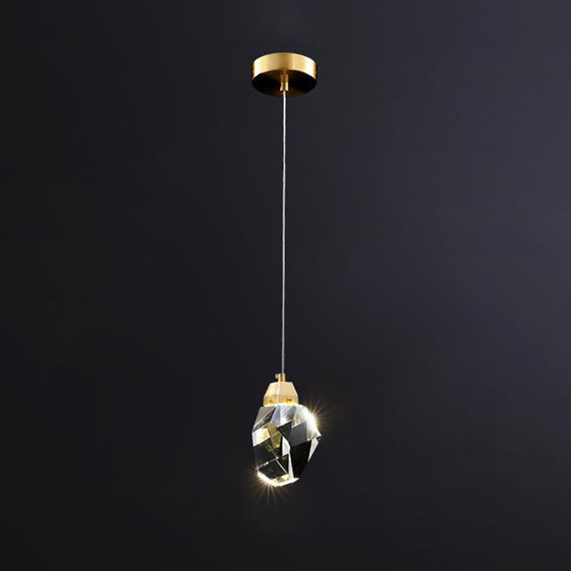 Taavita - Edelstein - Form - LED - Suspension Light Artistic Brass Pendant Lamp for Dining Room with 1 Light, Modern Style, Warm Light and Round Canopy Shape.