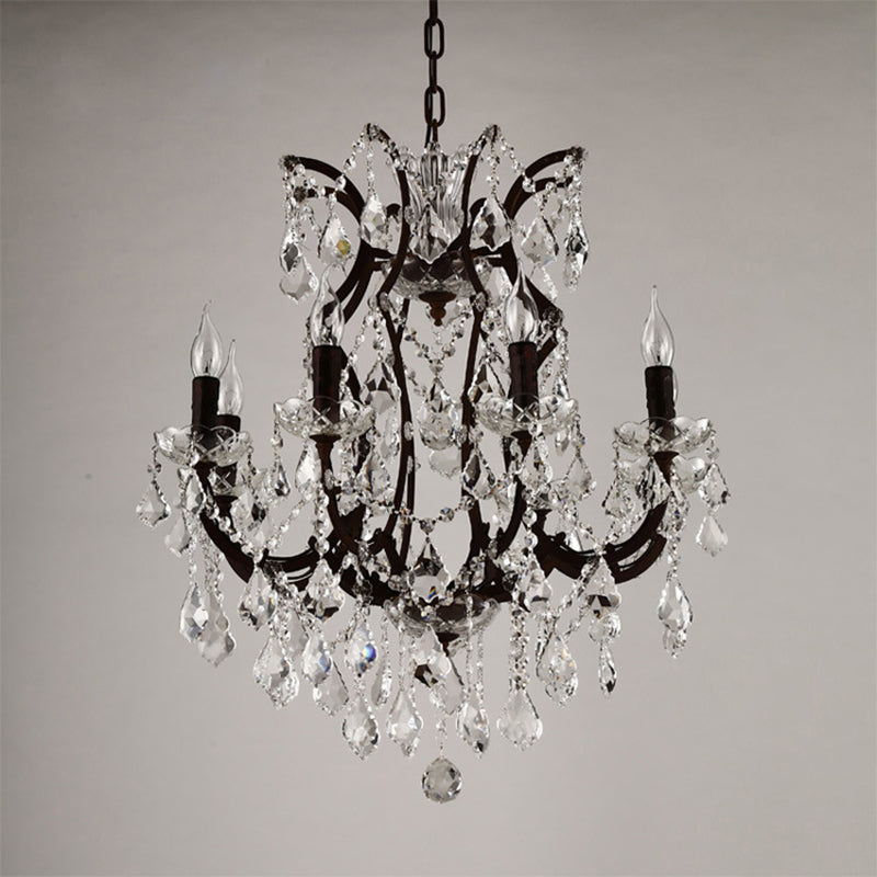 Vintage Taavita Candle Chandelier Pendant Light Crystal Draping Ceiling Hanging Light in Rust