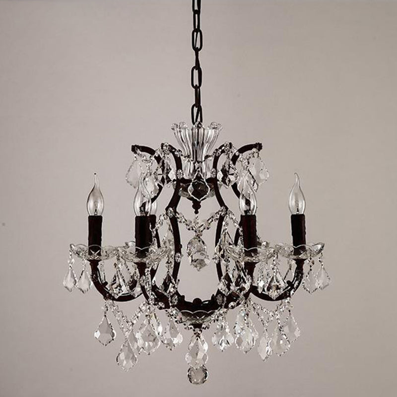 Vintage Taavita Candle Chandelier Pendant Light Crystal Draping Ceiling Hanging Light in Rust