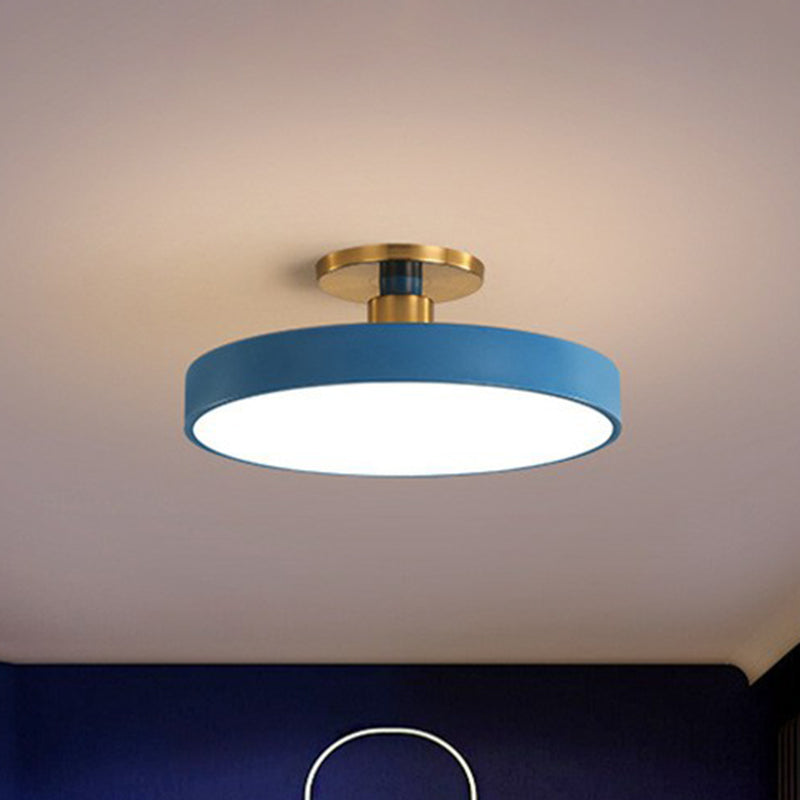 Round Flush Mount Light Nordic Style Acrylic Bedroom LED Semi Flush Ceiling Light Yellow Clearhalo 'Ceiling Lights' 'Close To Ceiling Lights' 'Close to ceiling' 'Semi-flushmount' Lighting' 2162171