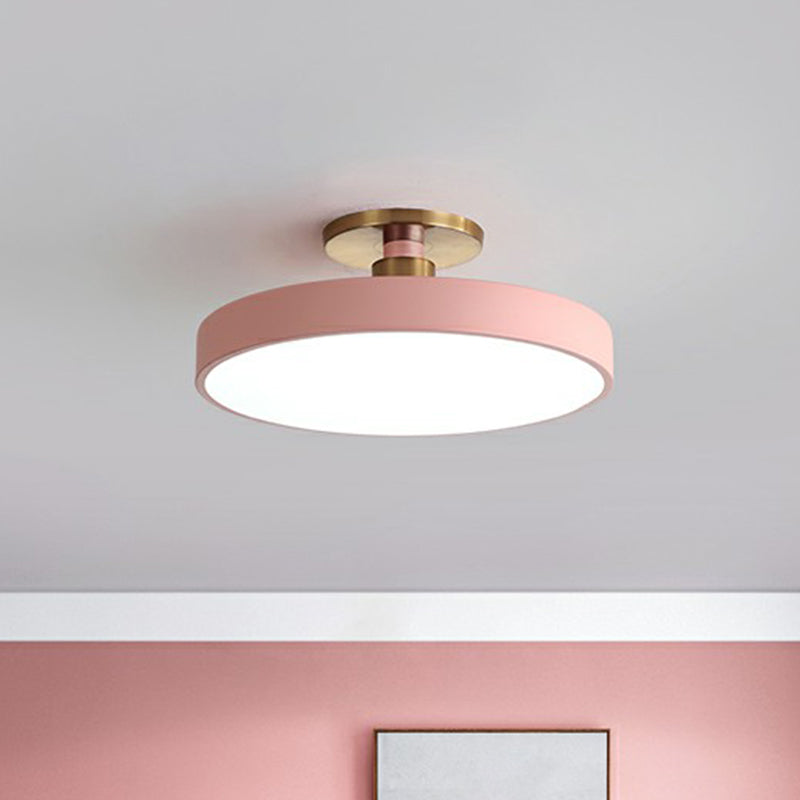 Round Flush Mount Light Nordic Style Acrylic Bedroom LED Semi Flush Ceiling Light Blue Clearhalo 'Ceiling Lights' 'Close To Ceiling Lights' 'Close to ceiling' 'Semi-flushmount' Lighting' 2162165