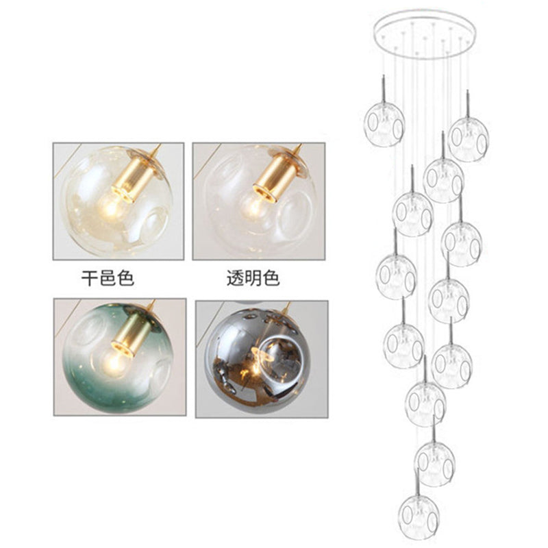 Handblown Glass Ball Multi-Light Pendant Modern Taavita Hanging Lighting for Stairs