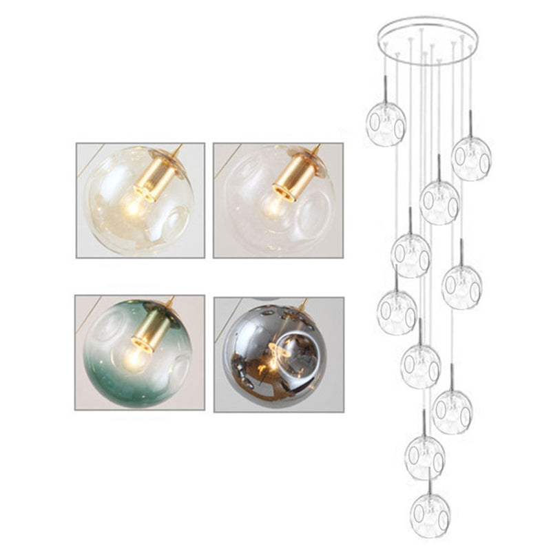 Handblown Glass Ball Multi-Light Pendant Modern Taavita Hanging Lighting for Stairs