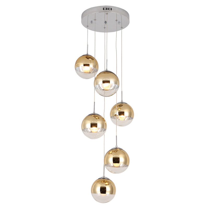 Taavita Glass Round Shadow Suspension Light Simplicity 10 Heads Multi-Light Pendant - Modern Gold Chrome Design