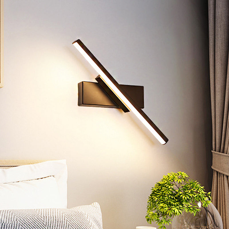 Rotatable Acrylic Linear LED Sconce Light Simplicity Black/White Wall Lighting Fixture, White/Warm Light Clearhalo 'Modern wall lights' 'Modern' 'Wall Lamps & Sconces' 'Wall Lights' Lighting' 219856