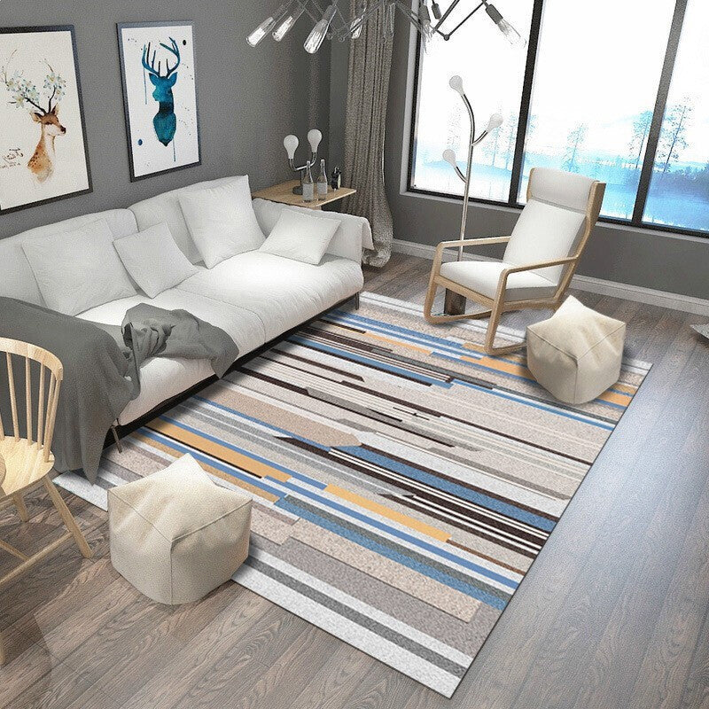 Taavita Multi Color Nordic Indoor Rug - Synthetics Colorblock Abstract Geometric Carpet - Non-Slip Washable Pet Friendly Rug for Home