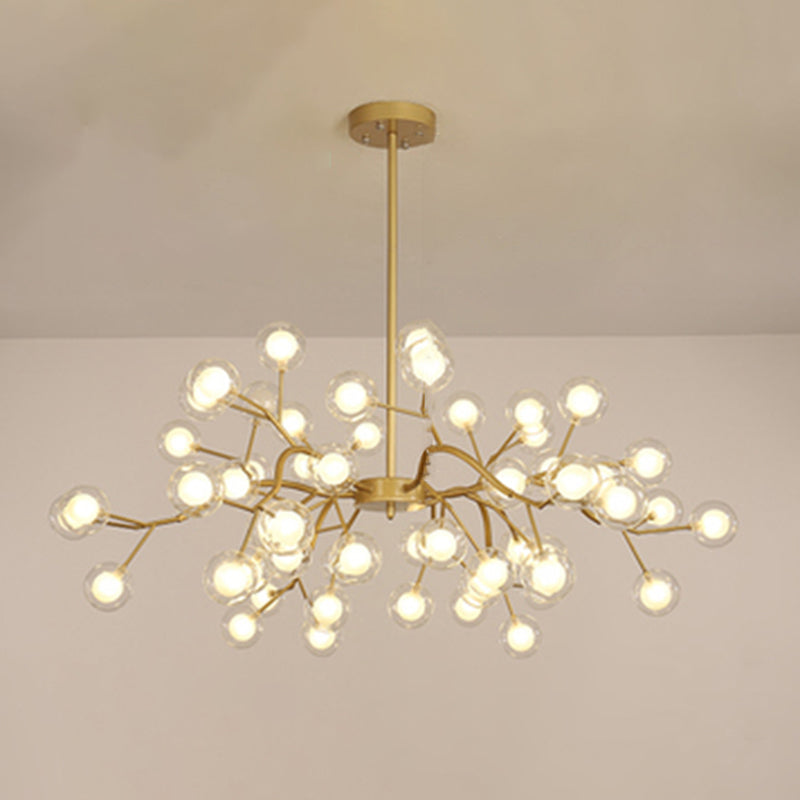 Metallic Branch Chandelier Light Simplicity LED Pendant Light Fixture for Living Room 54 Gold A Clearhalo 'Ceiling Lights' 'Chandeliers' 'Glass shade' 'Glass' 'Modern Chandeliers' 'Modern' Lighting' 2205197