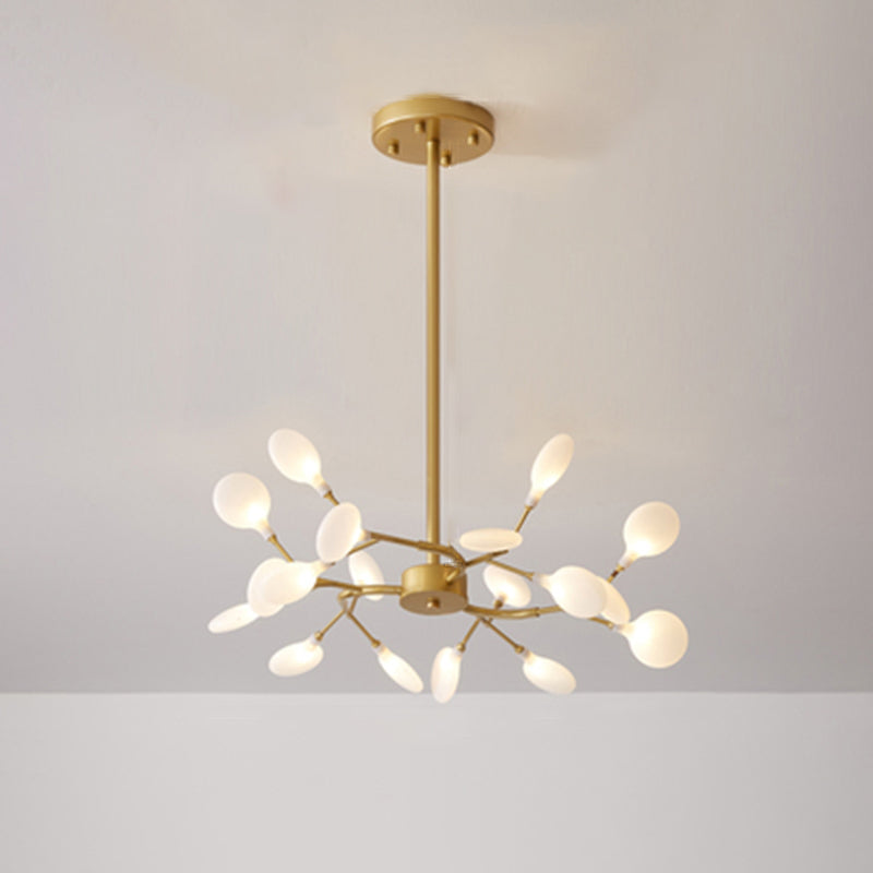 Metallic Branch Chandelier Light Simplicity LED Pendant Light Fixture for Living Room 45 Gold A Clearhalo 'Ceiling Lights' 'Chandeliers' 'Glass shade' 'Glass' 'Modern Chandeliers' 'Modern' Lighting' 2205195