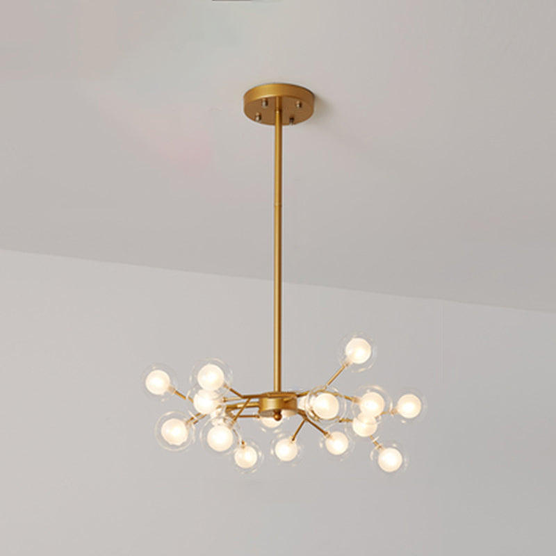 Metallic Branch Chandelier Light Simplicity LED Pendant Light Fixture for Living Room 54 Gold B Clearhalo 'Ceiling Lights' 'Chandeliers' 'Glass shade' 'Glass' 'Modern Chandeliers' 'Modern' Lighting' 2205190