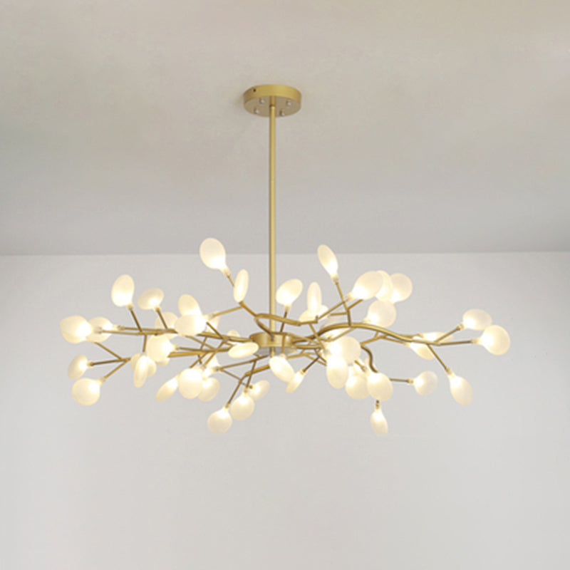 Metallic Branch Chandelier Light Simplicity LED Pendant Light Fixture for Living Room 18 Gold A Clearhalo 'Ceiling Lights' 'Chandeliers' 'Glass shade' 'Glass' 'Modern Chandeliers' 'Modern' Lighting' 2205191