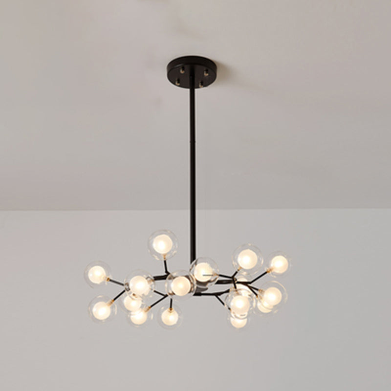 Metallic Branch Chandelier Light Simplicity LED Pendant Light Fixture for Living Room 45 Black A Clearhalo 'Ceiling Lights' 'Chandeliers' 'Glass shade' 'Glass' 'Modern Chandeliers' 'Modern' Lighting' 2205204