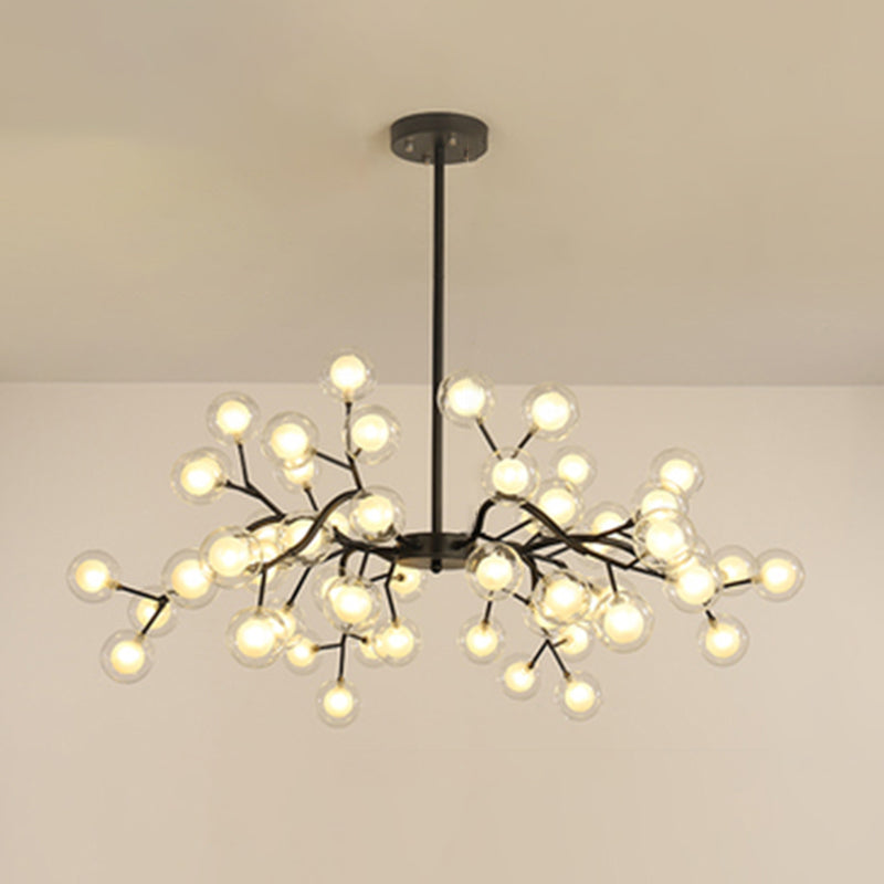 Metallic Branch Chandelier Light Simplicity LED Pendant Light Fixture for Living Room 30 Gold B Clearhalo 'Ceiling Lights' 'Chandeliers' 'Glass shade' 'Glass' 'Modern Chandeliers' 'Modern' Lighting' 2205196