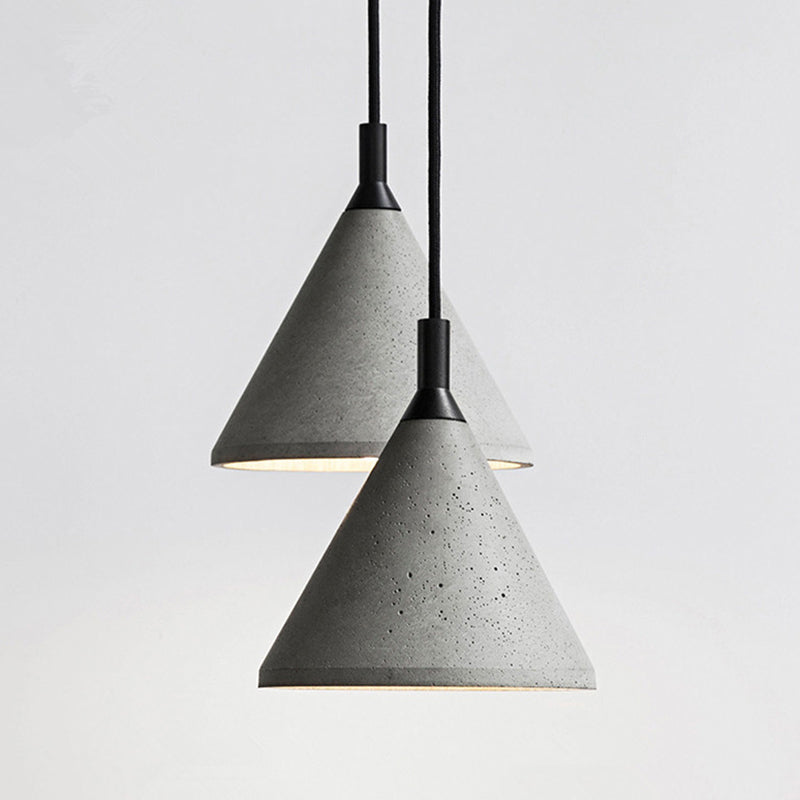 Taavita Style Conical Suspension Light Cement 1-Light Dining Room Pendant Lamp in Gray