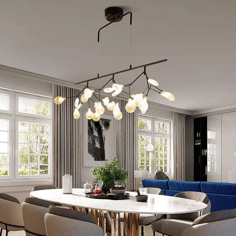 Branched Firefly Island Light Fixture Nordic Style Clear Glass Dining Room LED Ceiling Pendant Light Gold Clearhalo 'Ceiling Lights' 'Island Lights' Lighting' 2205962