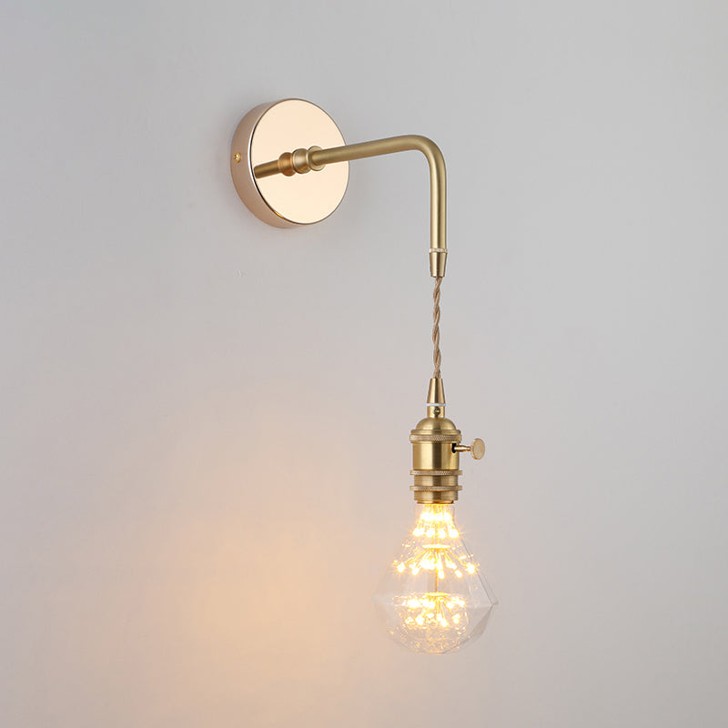 Taavita Ein-Bulb Night Wall Lamp with Shaded Glass in Gold - Industrial Metal Wall Lamp