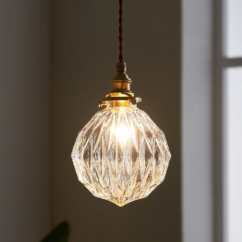 Industrial Sphere Ceiling Light Single Clear Glass Hanging Pendant Light for Living Room Clear D Clearhalo 'Ceiling Lights' 'Glass shade' 'Glass' 'Industrial Pendants' 'Industrial' 'Middle Century Pendants' 'Pendant Lights' 'Pendants' 'Tiffany' Lighting' 2216325