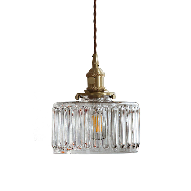 Taavita Hanging Drum Ceiling Light with Glass Pendant Light in Gold for the Restaurant