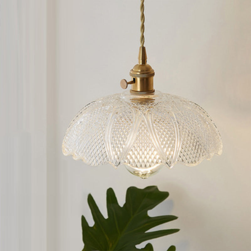 Antique Shaded Pendant Light 1-Light Clear Glass Hanging Light Fixture for Restaurant Clear L Clearhalo 'Ceiling Lights' 'Glass shade' 'Glass' 'Industrial Pendants' 'Industrial' 'Middle Century Pendants' 'Pendant Lights' 'Pendants' 'Tiffany' Lighting' 2216575