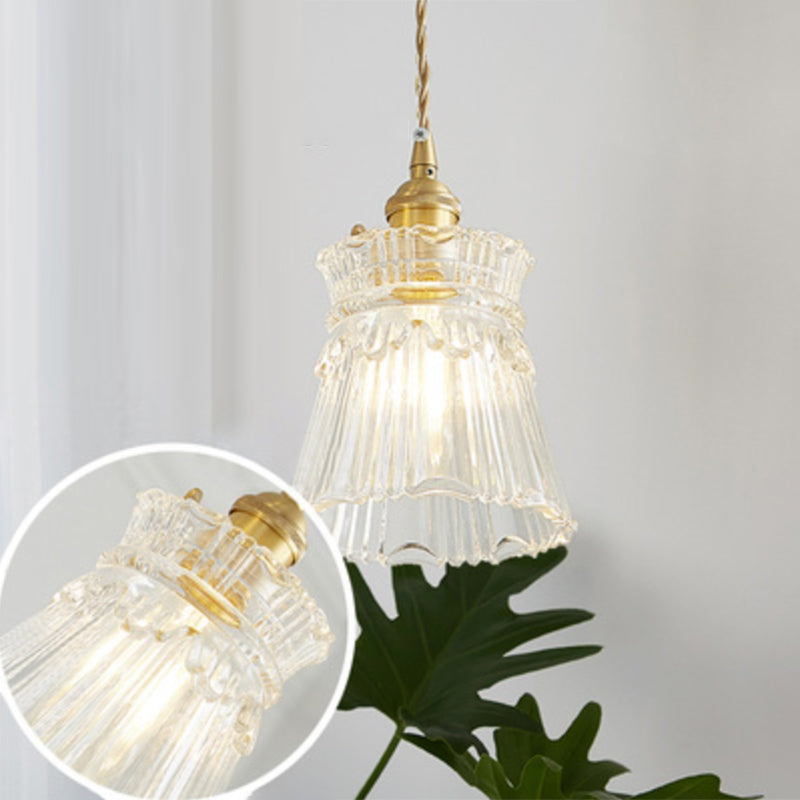 Antique Shaded Pendant Light 1-Light Clear Glass Hanging Light Fixture for Restaurant Clear C Clearhalo 'Ceiling Lights' 'Glass shade' 'Glass' 'Industrial Pendants' 'Industrial' 'Middle Century Pendants' 'Pendant Lights' 'Pendants' 'Tiffany' Lighting' 2216585