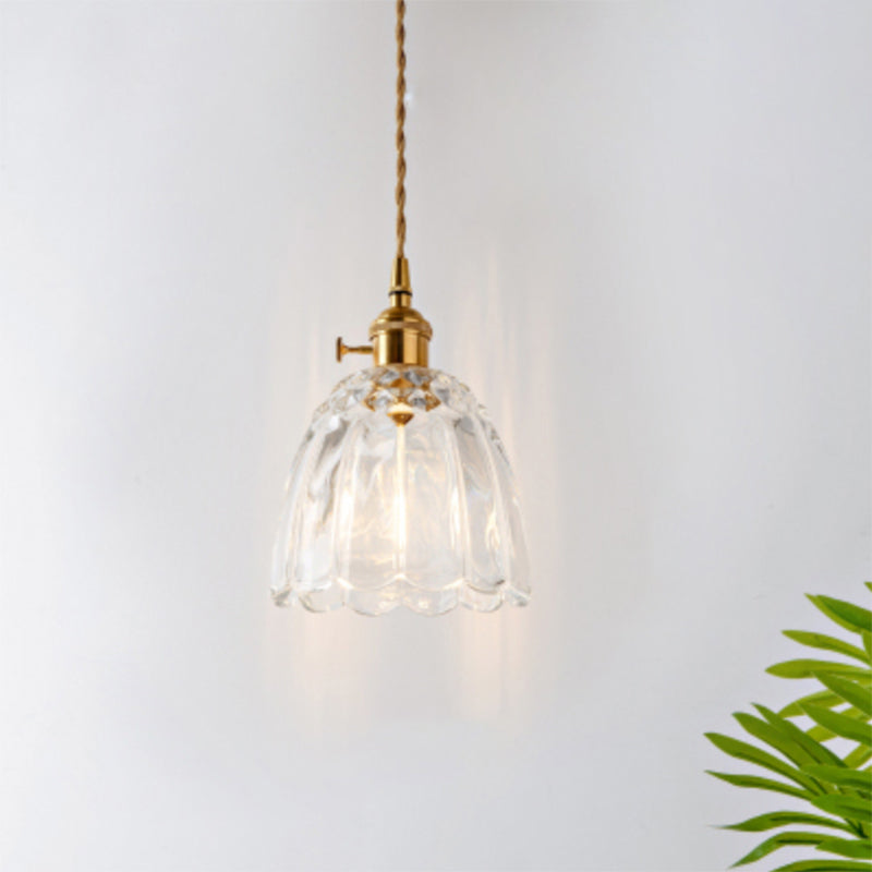 Antique Shaded Pendant Light 1-Light Clear Glass Hanging Light Fixture for Restaurant Clear G Clearhalo 'Ceiling Lights' 'Glass shade' 'Glass' 'Industrial Pendants' 'Industrial' 'Middle Century Pendants' 'Pendant Lights' 'Pendants' 'Tiffany' Lighting' 2216587